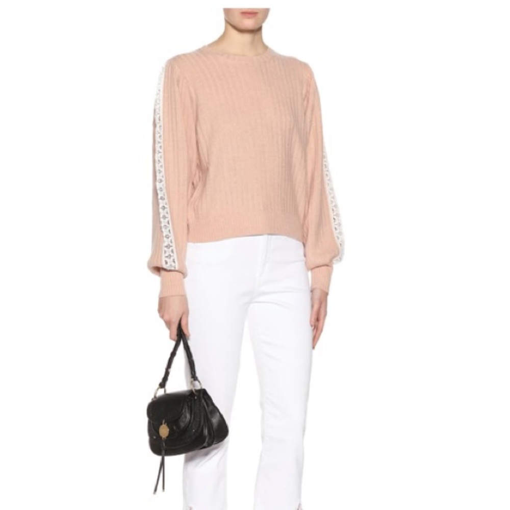 See by Chloe Wool Lace Trim Pullover Sweater